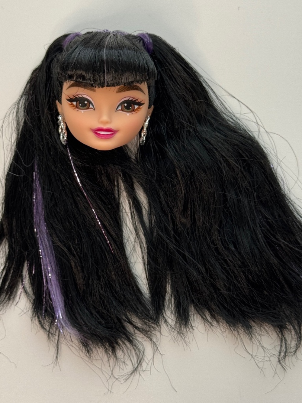 Barbie Dream Besties Renee Doll Head Pale Long Dark Black Purple Hair 2024 HYC24